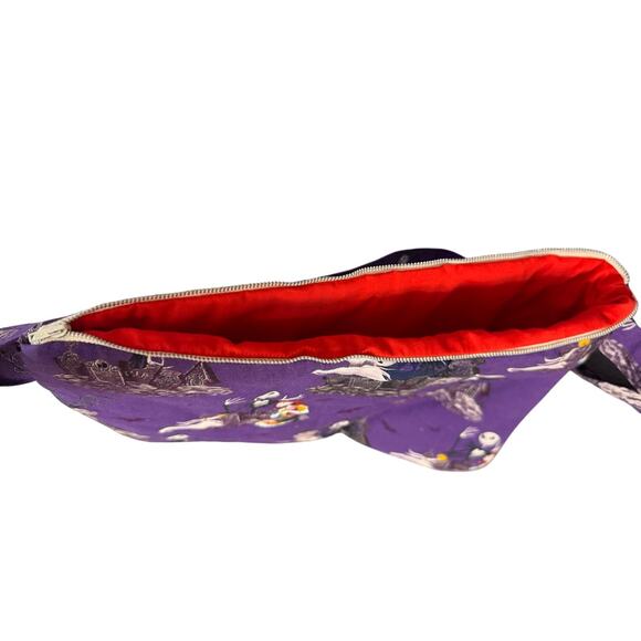 Nightmare Before Christmas Tim Burton Purse Medium Tote Bag Top Zip Purple Black - Picture 2 of 6